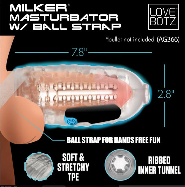 Milker Masturbator with Ball Strap - NEW!