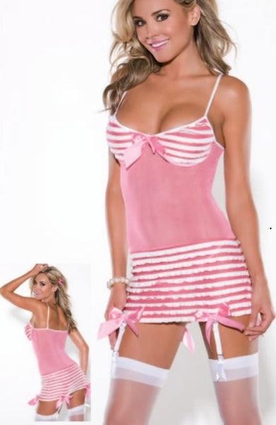 Chemise - Pink with White Stripes