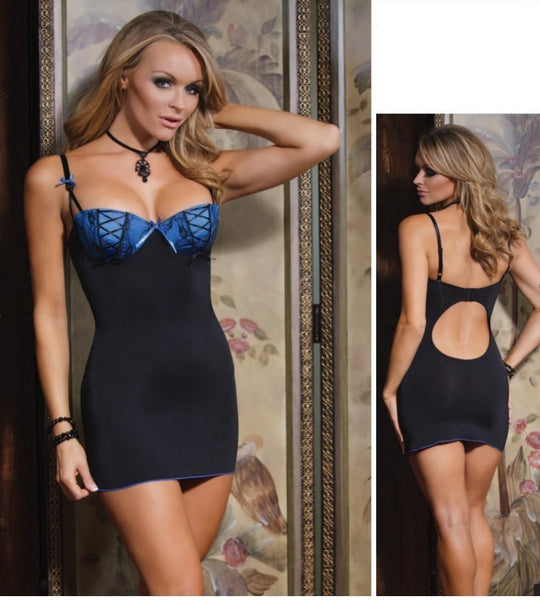 Black Chemise with Blue Lacing Cup