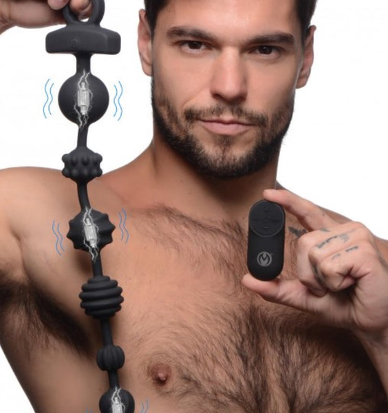 21X Dark Rattler Vibrating Silicone Anal Beads with Remote - POPULAR ITEM - JUST IN!