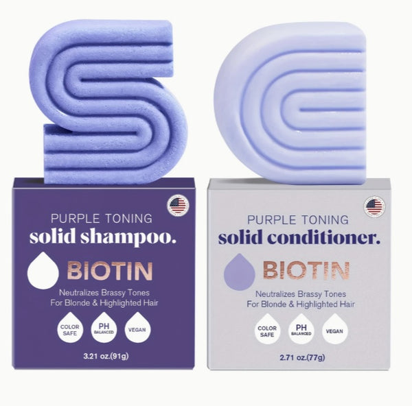 Purple Toning Biotin Shampoo and Conditioner Bar Soap - 2 Piece Pack