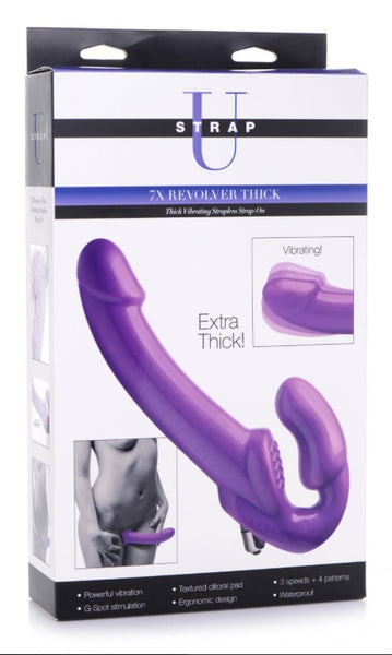 7X Revolver 2 Inch Thick Vibrating Strapless Strap-on PURPLE  - SELLING FAST!