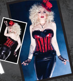 Wet Look Corset - Red with Black Overlay