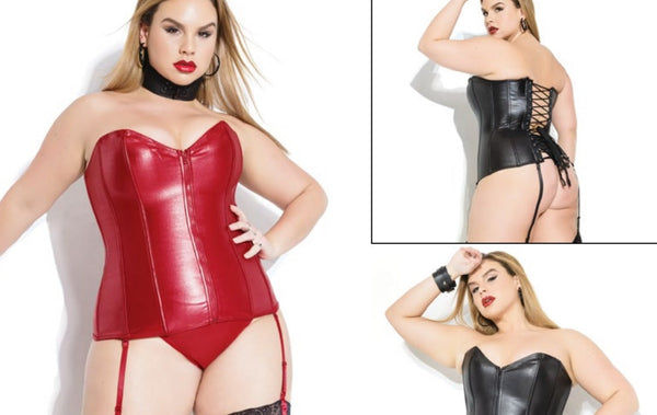 Wet Look Corset - Merlot  NEW!