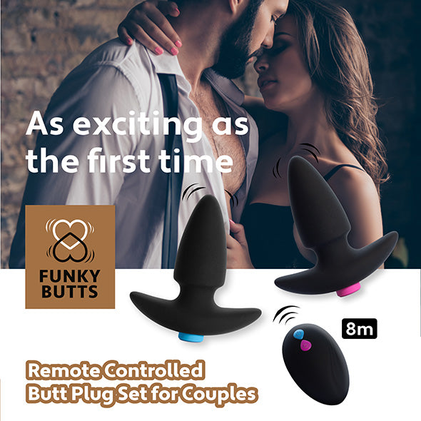 FUNKYBUTTS Remote Control Butt Plug Set for Couples - NEW ARRIVED! My Top Drawer NZ FUNKYBUTTS Remote Control Butt Plug Set for Couples - NEW ARRIVED! My Top Drawer NZ