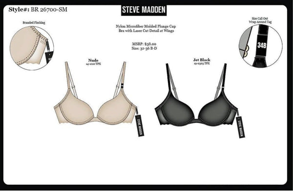 Laser Wing Detail Plunge Cup Bra